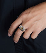 XOLO JEWELRY "Signet Ring with Gray & Gold Flower"