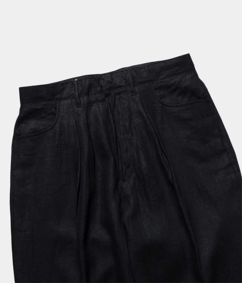 FARAH "Linen two-tuck wide tapered pants"