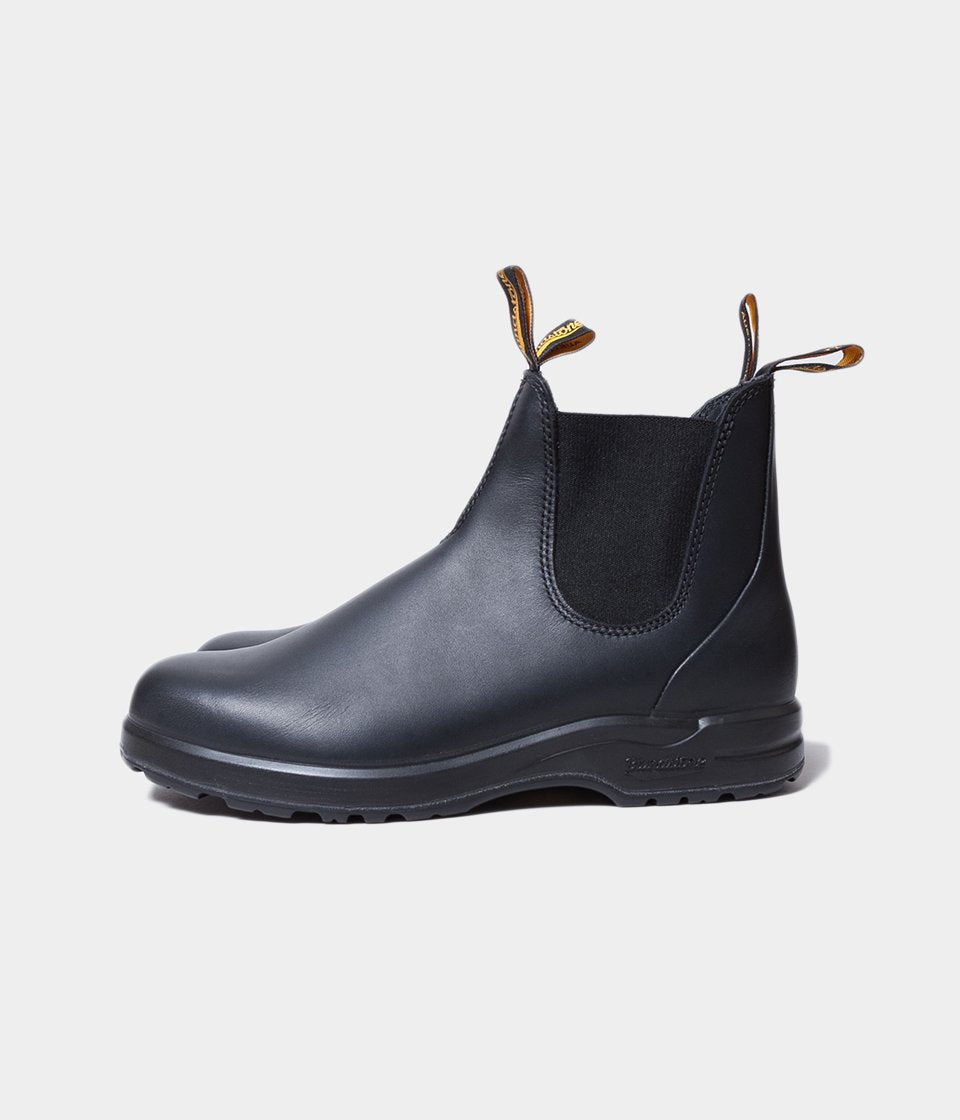 Black Premium Leather Chelsea Boots, Men's Style 2058